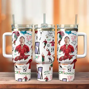 STORMMECH CR 7 Insulated 40oz Double-Wall Vacuum Stainless Steel Flask Tumbler, Insulation & Temperature Control Mug, Leak-Free Mugs with Black Cap-Handle, Straw Lid, 12H Hot/24H Cold Retention, Washable Cartoon Design, Portable Valentine Gift