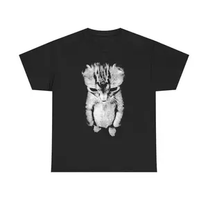 Women's 100% Cotton Round Neck Short-Sleeve T-Shirt - Smooth Fabric, Soft, Seamless, Casual Solid Sad Meme Cat Graphic Unisex Funny Animal Gift Clothes