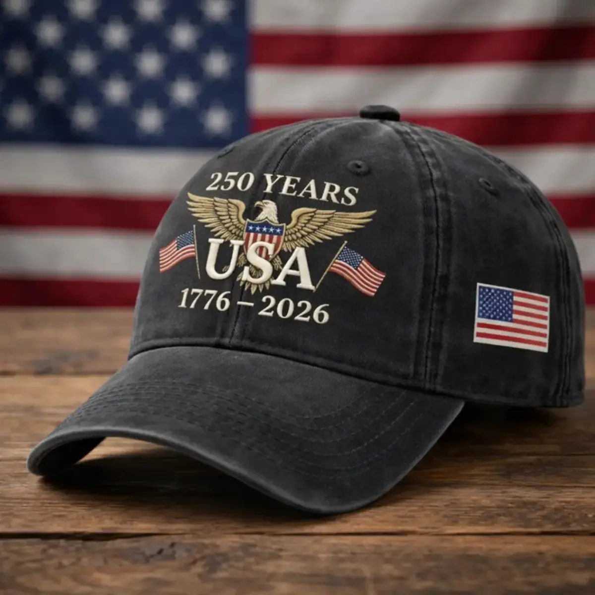 USA 250th Anniversary Eagle PRINTED( not Embroidered) Cap, United States Washed Cap, 250th Birthday Hat, 4th Of July Gift, American Pride Cap for Men, Apparel Made In The USA