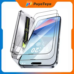 PuyaTeya [2-Pack] 9H Shockproof Tempered Glass Protective Screen Protector for iPhone 13/14/15 Pro, Pro Max - 1:1 Full-Coverage, Auto-Dust Removal, Bubble-Free, Ultra HD Clear, Case-Friendly Smartphone Accessories with Easy Installation
