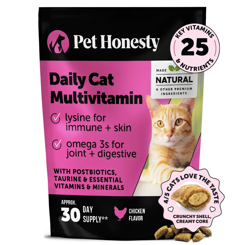 Pet Honesty Crunchy, Creamy Daily Multivitamin for Cat Treat Alternative (Chicken Flavor) 3.7 oz - Supports Immune, Heart, Joint, Skin & Gut Health Supplement for Cats with Natural Ingredients
