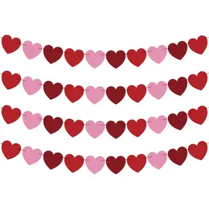 OHOME Valentines Day Decorations - Heart Valentines Garland - 40 Pack Valentines Day Backdrop Banner Valentine's Day Accessories Party Favors for Door Wall Classroom School Home-Valentines Day Decor