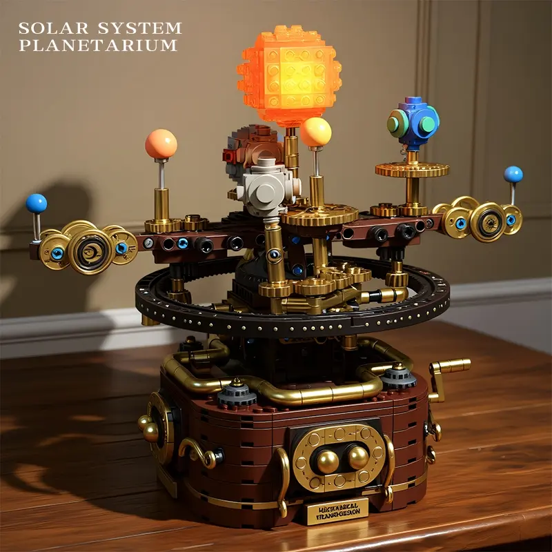 856pcs Solar System Rotating Planets, Gear Linked, High Difficulty Adult Building Blocks Toy, Building Blocks Model, Building Block Sets, Building Kit, Creative Desktop Decoration, Halloween Christmas Gift