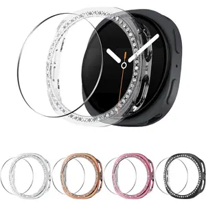 Bling Crystals Snap-On Smart Watch Case with Tempered Glass Screen Protector, Hard PC Bumper Cover, 5+5 Pack Wearable Tech Accessories for 40mm Devices – All-Around Protection Fashion Accessory