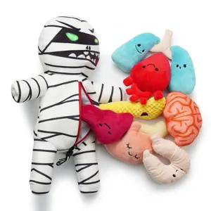 Nocciola 9-in-1 Zombie Plush Squeaky Dog Toys, Mummy Toys, Stimulating Puzzle Toy with 8 Organ-Shaped Plush Toys, Halloween gift, Stuffed Toys for Small Medium Dogs