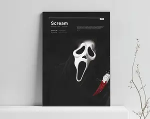 Scream Poster, Ghostface Minimalist Art, Halloween Horror Movie Print, Scary Room Decor Artwork Decoration