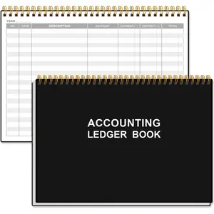 Accounting Ledger Book - A5 Ledger Book for Bookkeeping, Small Businesses & Personal Use, Expense Tracker Notebook for Tracking Money, Expenses, Deposits & Balance, 8.5" x 5.8", Black