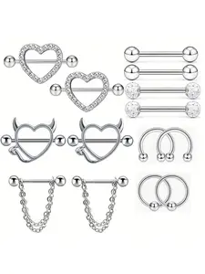 [7-Pair Nipple Ring Set] 7-Pair Nipple Ring Set: Elegant and Sexy European Stainless Steel Body Piercing Jewelry Fashion Body Jewelry
