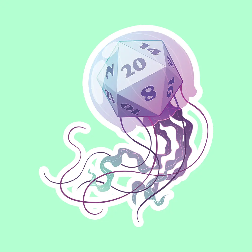 Jellyfish D20 DnD Sticker