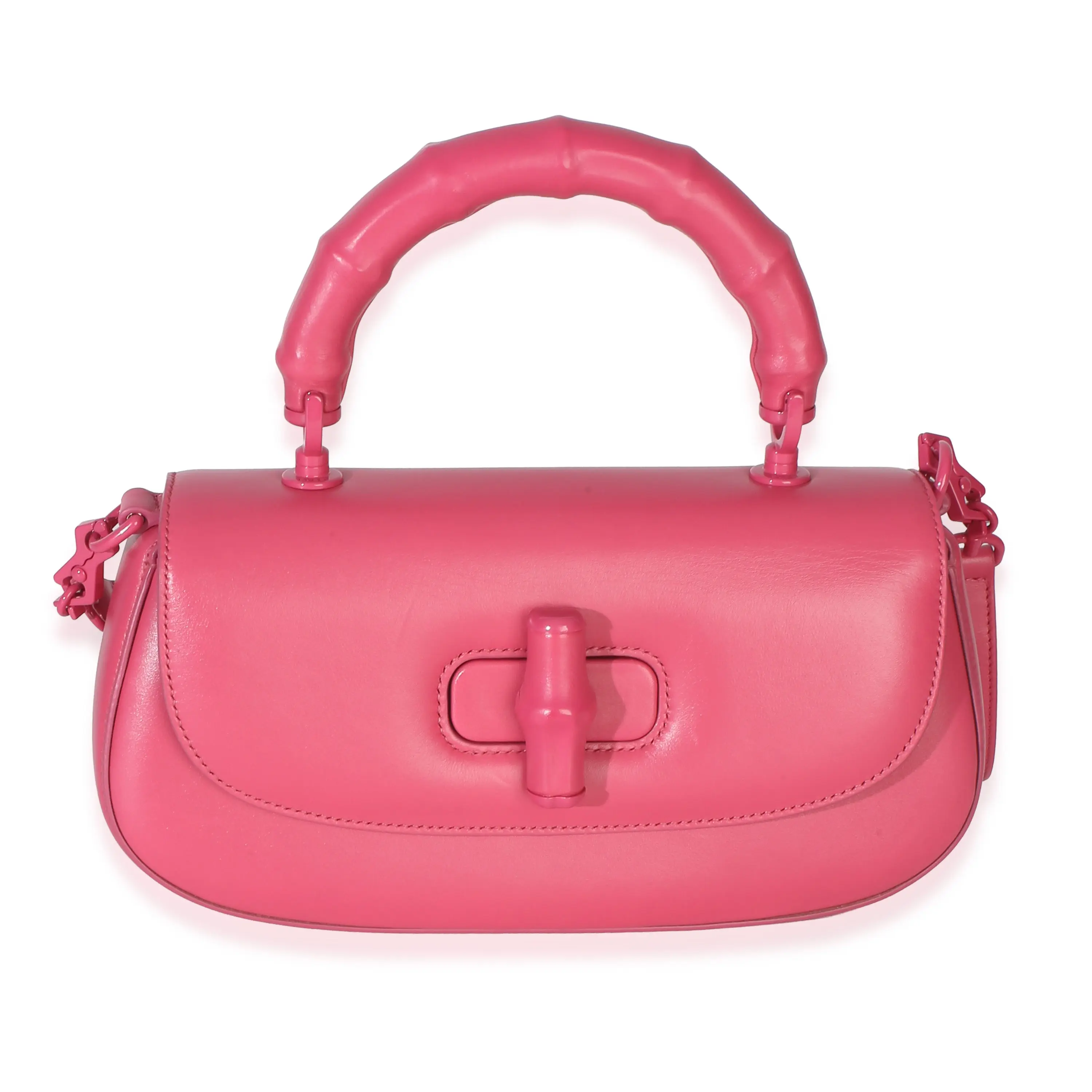 Pre-owned Leather Shoulder Bags Pink Calfskin Medium Bamboo Diva Bag