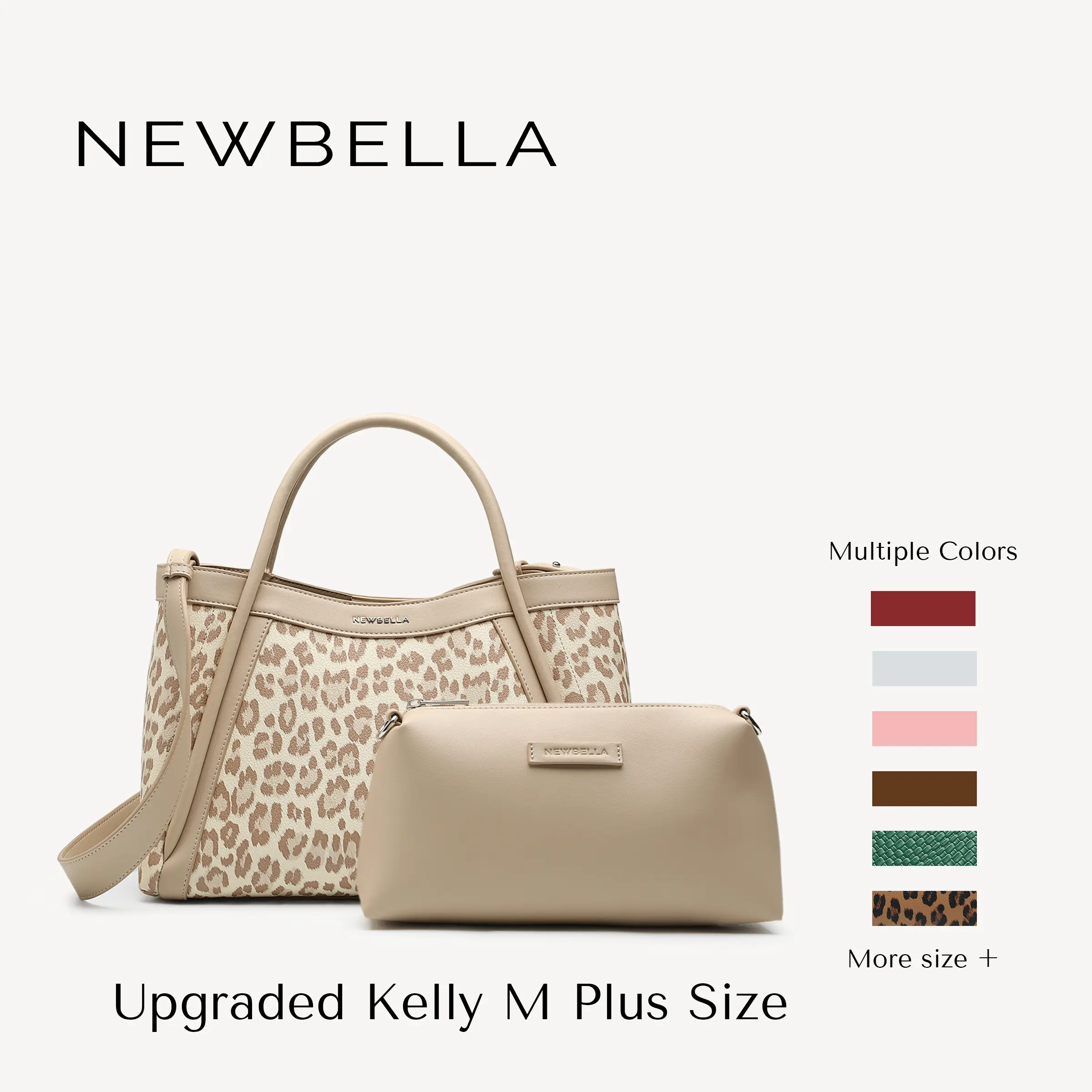 NEWBELLA Kelly M Plus & L Pro 2-Piece PU Leather Tote Set with Pouch and Shoulder Strap for Work and Everyday Carry #sohoch
