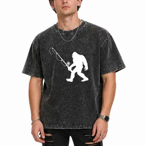 Black Classic Fit Bigfoot Tee – 100% Cotton Washed Shirt with Humorous Squatchy Design