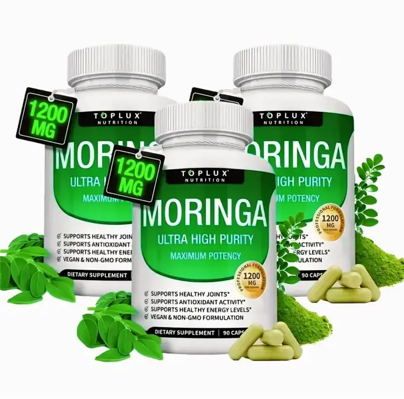 3 pack/ Moringa Dietary supplement Capsules 1200mg - Moringa Capsules - Pure Moringa Powder for Immune, Gut health Support the immune system 90 Capsules Natural Green Superfood, Vegan health food