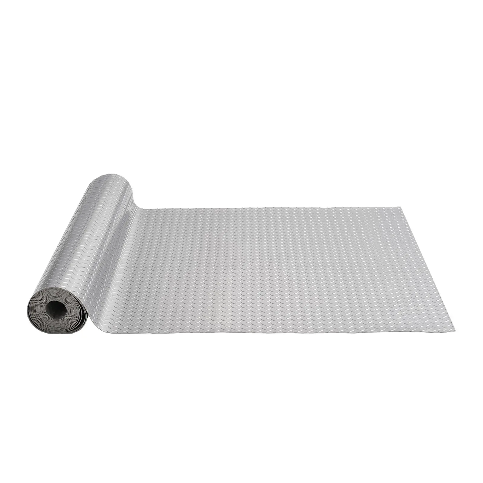 VEVOR PVC Garage Floor Mat Roll, 228.35x59.05in Size, 93.65 sq.ft Coverage, Non-slip Diamond Texture Oxford Weave, for Vehicles, Garage Gym, Workshop Floor Use, Silver