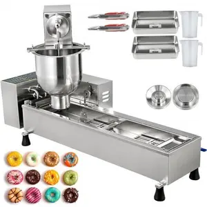 VEVOR 110V Commercial Automatic Donut Making Machine, Single Row Auto Doughnut Maker, 7L Hopper Donut Maker with 3 Sizes Molds, Doughnut Fryer, 304 Stainless Steel Auto Donut