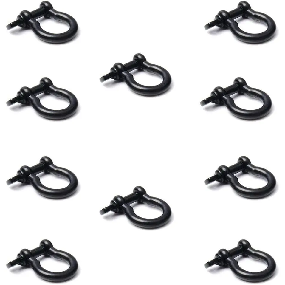 10-Pack Alloy Metal Paracord Bracelet Clips - 3/8"(10mm) Bolt-Design Bow Anchor Shackles with 1-Way Detachable Screw Pin, Easy Convenient to Use, for Hiking, DIY Survival Travel Kits, Connecting Chains Wire Ropes