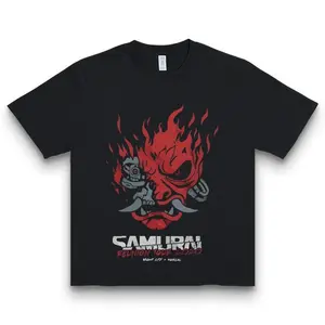 Cyberpunk Samurai Band Tee Soft Cotton Oversized Fit Edgy Design with Cybernetic Details & Flame Reunion Tour 2020 Slogan for Men's Casual Wear Fabric Menswear T-Shirt Boxer Santa Auntie Claus Pajama y2k graphic tee fall outfits Top Clothes Day Long  men