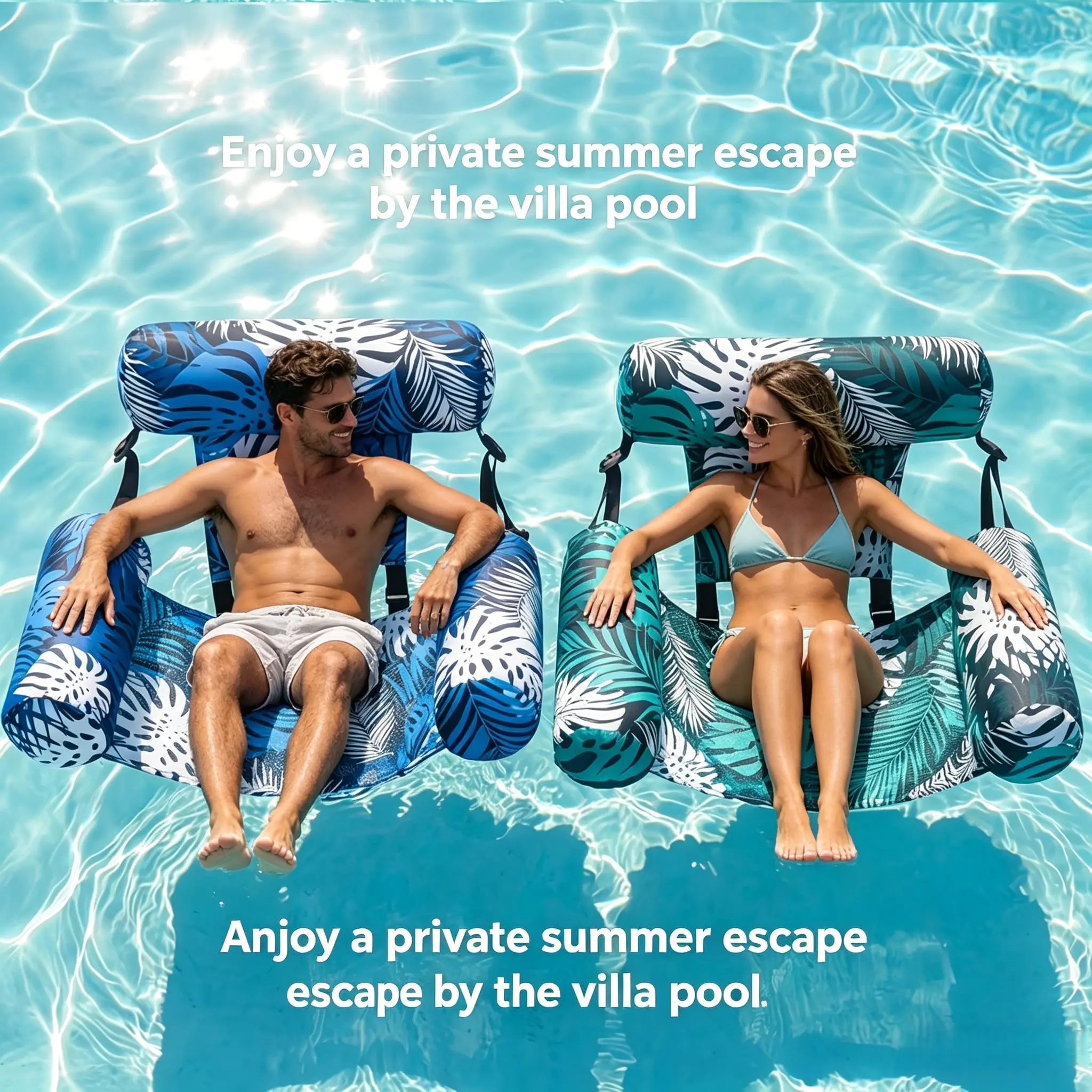 2PCS Adult Floating Water Hammock Inflatable Pool Lounge Chair Soft Mesh Foldable Portable Water Float Raft Summer Swimming Beach Lake Outdoor Relax Floating Seat