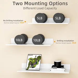 30/40/50cm Wall Shelf Unit Metal Bathroom Floating Shelves, No Drill Mirror Shower Wall Mounted Organizer, Living Room Kitchen Storage Ledge