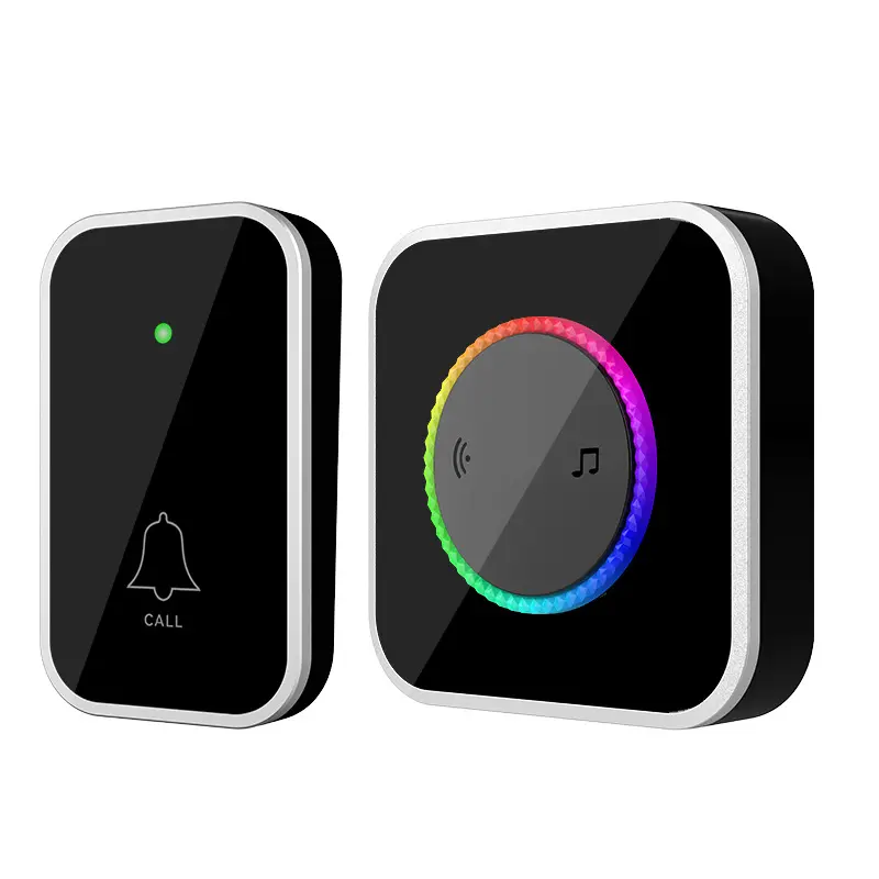 Black Finish Modern Smart Wireless Doorbell for Home & Outdoor - Easy Installation, Waterproof, Adjustable Volume, 45 Chimes, Colorful LED, 1000Ft Range