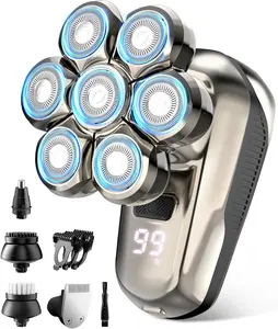 Head Shaver for Bald Men,5-in-1 Electric Razor with 7D Floating & 2-Speed Modes,IPX7 Waterproof,LED Smart Display and & Type-C Fast Charging,Professional Grooming Kit for Men Head,Face Beard
