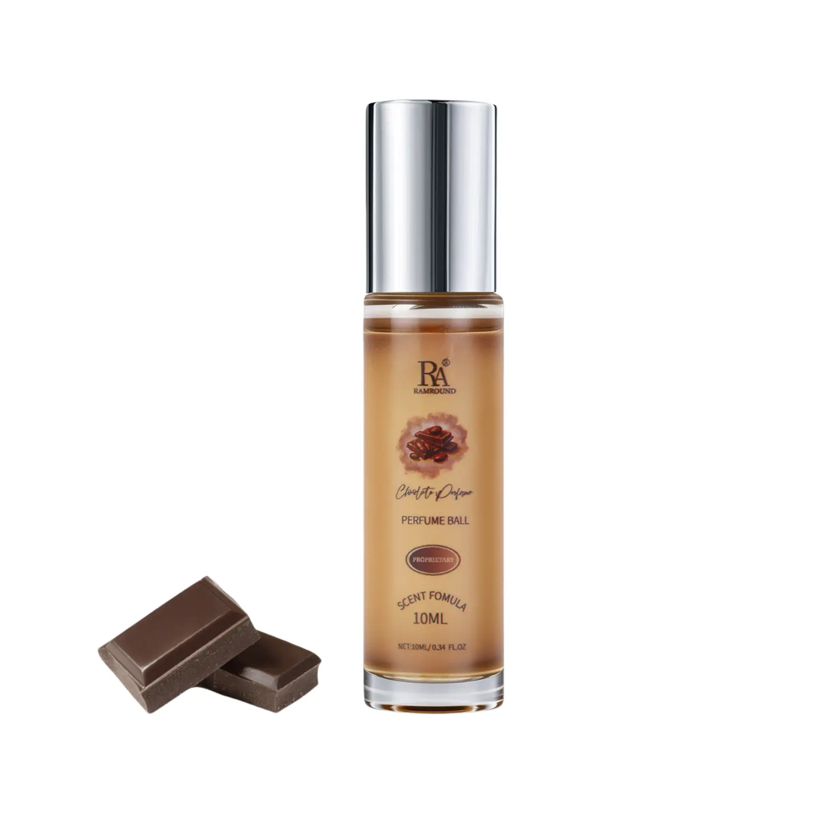 RAMROUND Choco Musk Rollerball Perfume for Unisex 0.2 Ounce / 10 ml - Sweet & Sensual Chocolate Scent Long-Lasting Fragrance – Alcohol-free (Mini)