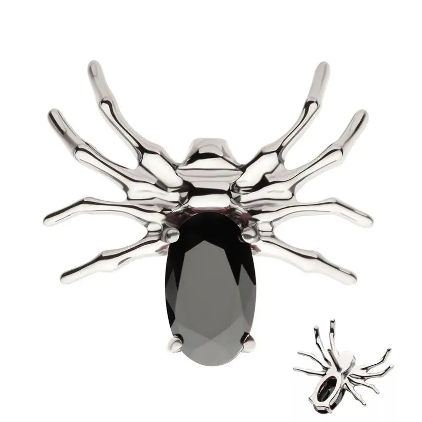 Spider Black CZ Threadless Titanium Top