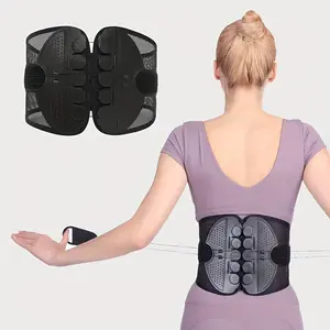 Unisex Breathable Lumbar Support Brace, Double Pulley Back Posture Corrector, Hand Washable PA Nylon Protective Sports Gear with Pull-On Closure Adjustable Dual Back Support Brace