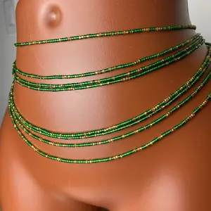 African Waist Beads Solid Green Handcrafted with Variety of Designs Tie-On 45-50 Body Jewelry Luxury Style Add to Cart Buy Now Price Per 1 Waist Bead