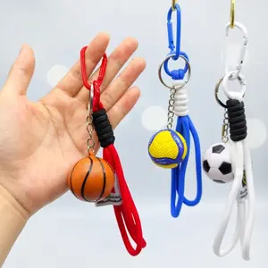 Sports Keychain Set Basketball Volleyball Soccer Ball Charm - Gift for Athletes Christmas Stocking Stuffer Bag Car Key Wallet Pendant