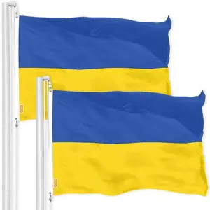 G128 2 Pack: Ukraine Ukrainian Flag | 2x3 Ft | LiteWeave Pro Series Printed 150D Polyester | Country Flag, Indoor/Outdoor, Vibrant Colors, Brass Grommets
