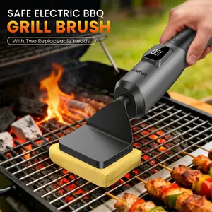 Electric Grill Brush Redhut Cordless Cleaner with 2 Accessories (fireproof cloth, shed-free steel wool), 240-Min Runtime. High-frequency vibration. For gas/charcoal/smoker grates. Camping, BBQ, family gatherings, 2026