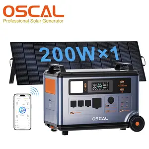 OSCAL PowerMax 6000 Solar Generator 3600WH with 200W Solar Panel | 120V/240V Dual Voltage, 6000W AC Outlets (9000W Peak), Pure Sine Wave Solar Input 2400W Max, Emergency for home Battery Backup, Portable Power Station