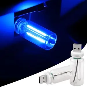 2 PCS Car Interior Lighting - Vintage Retro USB-Powered LED Car Atmosphere Lamps, Compact Durable Glass Shell Vehicle Accessories, Plug-and-Play, Dimmable Touch, Portable Interior LED Vehicle Blue Ambient Light