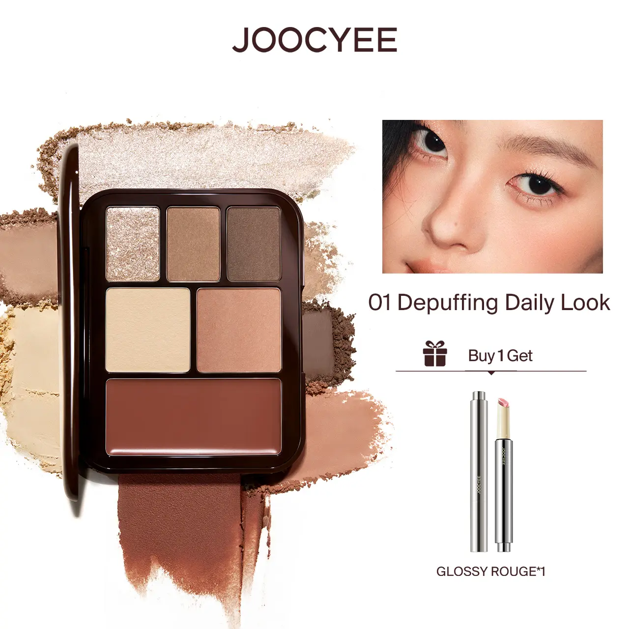 JOOCYEE Lookbook 5-in-1 Coffee Makeup Palette, Multi-Use Kit with Eyeshadow, Contour, Blush, and Radiant Shimmer Illuminator, Gentle, Eyeshadow Palette, Glowing Makeup campingessentials, Smooth, Single Item