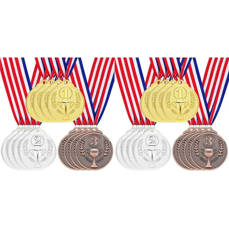 24Pcs Award Medals Gold Silver Bronze Winner Medals 1St 2Nd 3Rd Prizes for Competitions