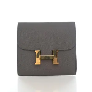 Pre-owned Epsom small leather goods Hermes Etoupe Constance Slim Wallet