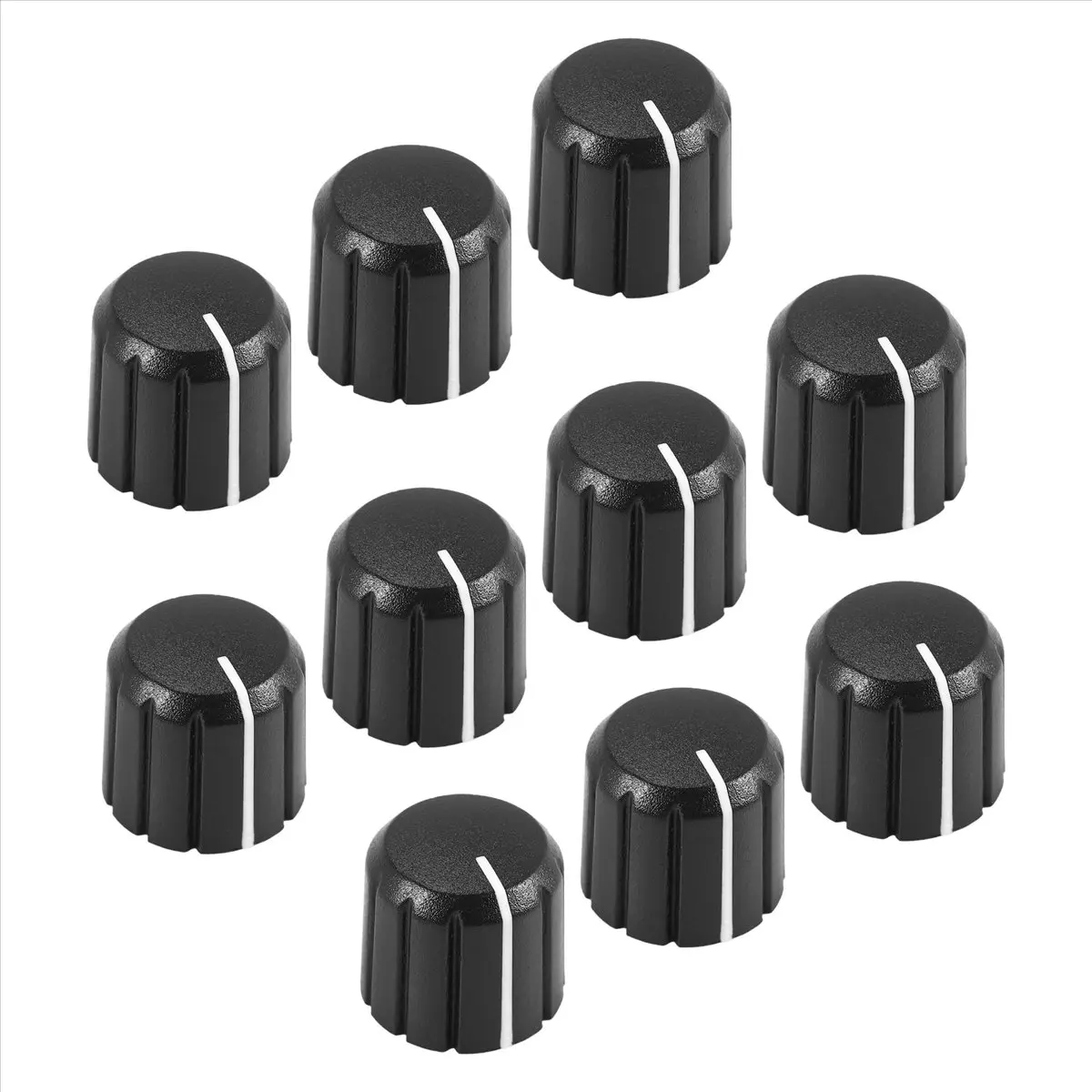Potentiometer Control Knobs, 10-Pack Black Plastic 360° Rotary Switches for Electric Guitar Volume and Tone, Fit 6mm D-Type Shaft, 360° Rotation