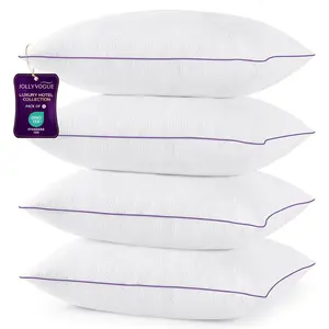 Pillows Standard Set of 4, Bed Pillow for Side, Back, and Stomach Sleepers, Down Alternative Filled Full Size Pillows, Luxury Hotel Quality and Machine Washable, 26" x 17", 4 Pack