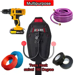 Starjiff Electric Hammer Drill Holder, Modular Design, Construction Tool Organizer, Universal Impact Drill Angle Grinder, Dual Hooks + Safety Rope, High Altitude Work, Plumber Decoration Site, Heavy Duty