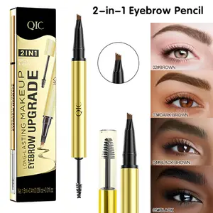 2-in-1 Waterproof Eyebrow Pen & Gel, Microblade Brow Pencil for Natural Hair-Like Strokes, Long-Lasting Sweat-Proof Brow Tint, Smudge-Proof Formula for Fuller and More Defined Brows All Day