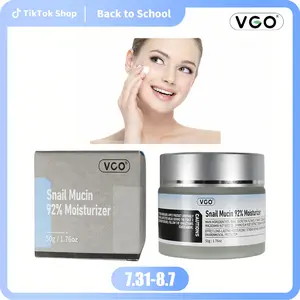 VGO 92% Snail Mucin Facial Moisturizer - Night Cream with Snail Secretion Filtrate & Vitamin E, Gentle Rejuvenating Daily Hydrator for Sensitive Adult Skin Repairing, Moisturizing, Long-Lasting Hydrate, 50g/1.76oz Spring Glow Up