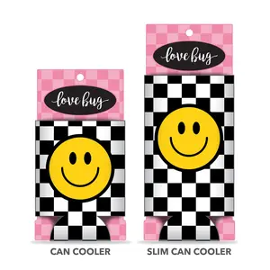 Checker Smile Can Cooler