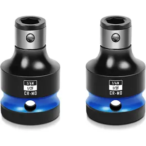 2PCS Impact Bit Holders 1/2 Inch Square Drive to 1/4 Inch Hex Socket Adapter for Impact Wrench