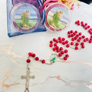 1pcs San Judas Tadeo Rosarios - Unique Wooden Rosary for Devotion   Religious