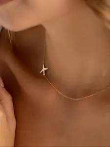 Airplane Necklace Set, 18 Inch Collar Chain & 16 Inch Fashion Chain, Adjustable 2 Inch Chain, Meaningful Gift for Travelers and Dreamers, Dainty Layering Jewelry