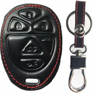 Leather keyless entry remote control key fob cover case protector replacement fit for Buick Cadillac Chevrolet GMC Saturn ouc60270 15913427 remote holder
