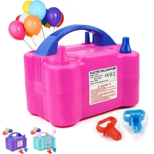 Electric Air Balloon Pump, Portable Dual Nozzle Electric Balloon Inflator, Electric Balloon Pump for Birthday Party Decoration, 110V 600W Hot Pink