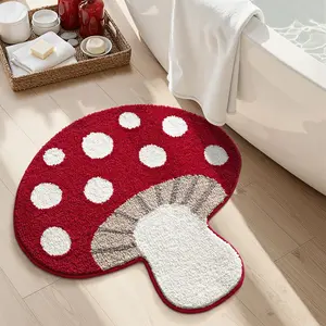 Cute Mushroom Pattern, Plush Non-Slip Backing, Bathroom Decorative Mat, Ideal for Bathrooms, Kitchens, Hallways, Bedrooms