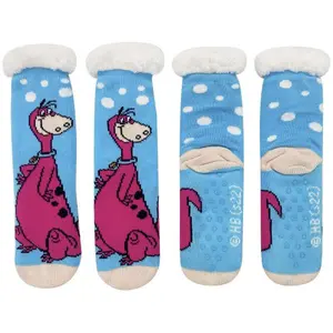 Cozy Moments The Flintstones Dino Blue Sherpa Socks
